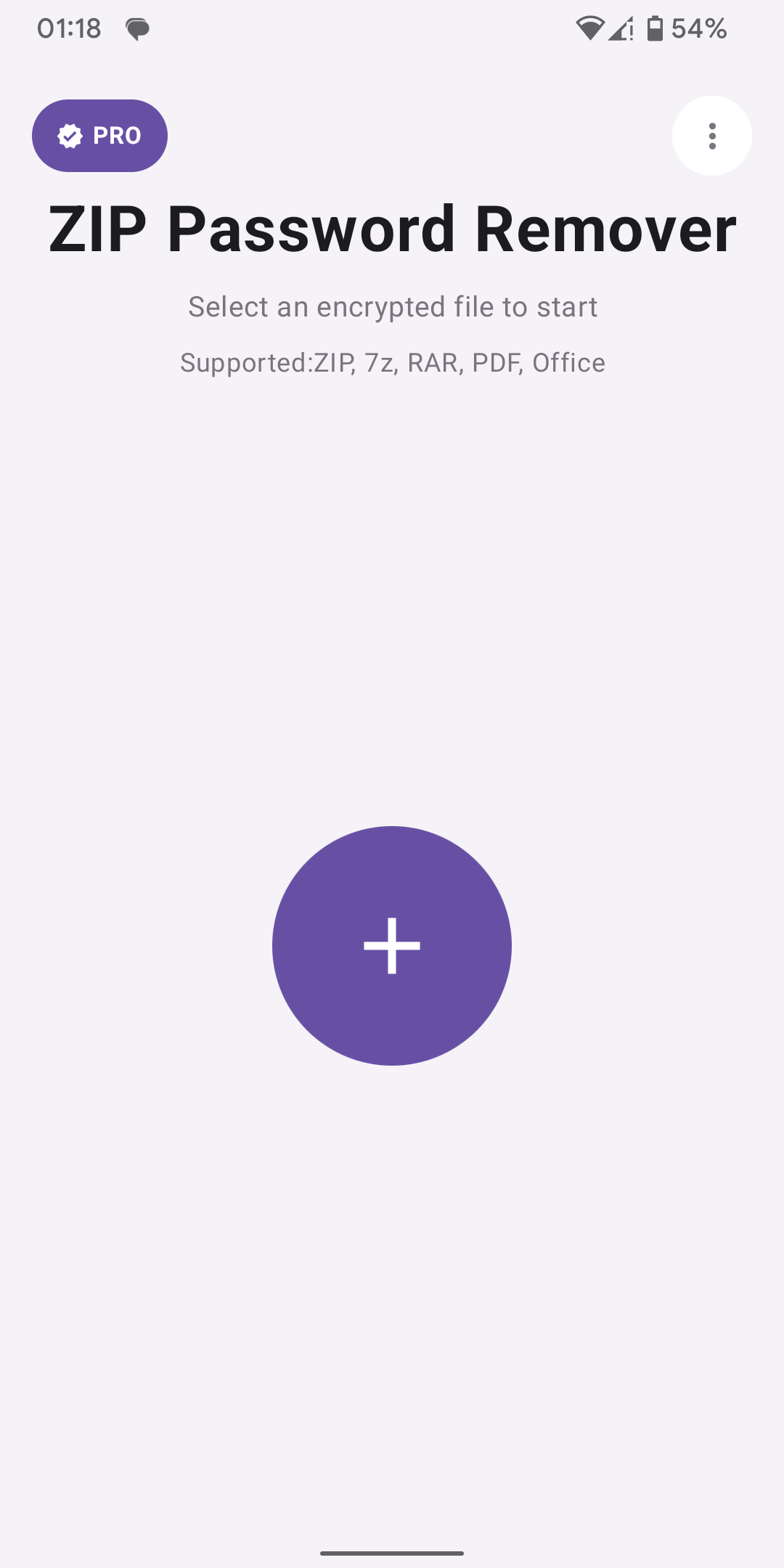 ZIP Password Remover home screen